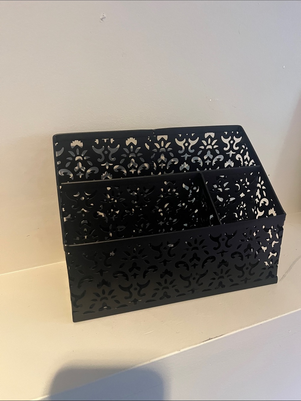 Black Decorative Desktop Organizer - Multi-Compartment Storage